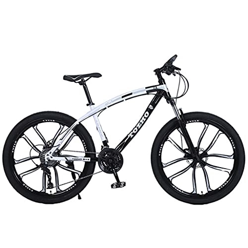 Mountainbike : Mountain Bike Kreuzförmige Reifen, heterosexueller Rahmen aus Kohlenstoffstahl, Cross-Country-Fahrrad (schwarz, gelb, rot und grün 24 / 26 Zoll 21 / 24 / 27 / 30 Gänge) Fahrrad mit Doppelscheibenbremse