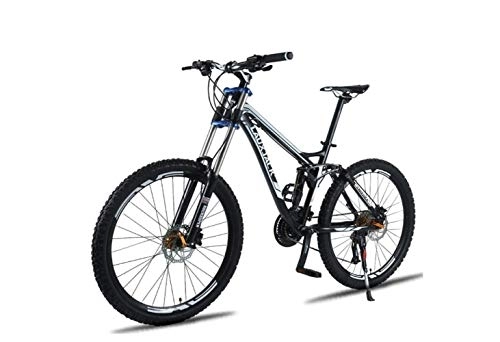 Mountainbike : Mountain Bike, Mountainbike Unisex-Mountainbike, 26-Zoll-Aluminiumlegierungsrahmen, 24 / 27-Gang-MTB-Fahrrad mit Doppelfederung und Doppelscheibenbremse, schwarz, 27-Gang