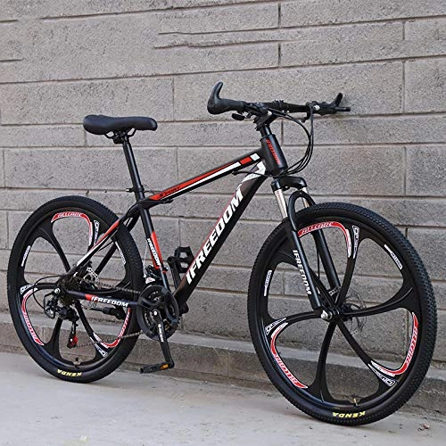 Mountainbike : Mountain Bike Shock Absorption Variable Speed Men and Women Single gifte Variable Speed car-Black Red_24_30