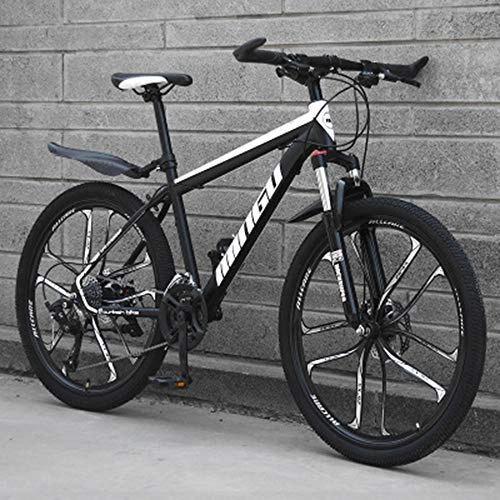 Mountainbike : Mountainbike 24 / 26 Speed Cross Country Fahrrad Student Road Racing Speed Bike Stoßdämpfendes Mountainbike Offroad Dual Coole Persönlichkeit, Black and White, 26