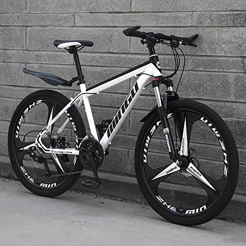 Mountainbike : Mountainbike 24 / 26 Speed Cross Country Fahrrad Student Road Racing Speed Bike Stoßdämpfendes Mountainbike Offroad Dual Coole Persönlichkeit, White and Black, 26