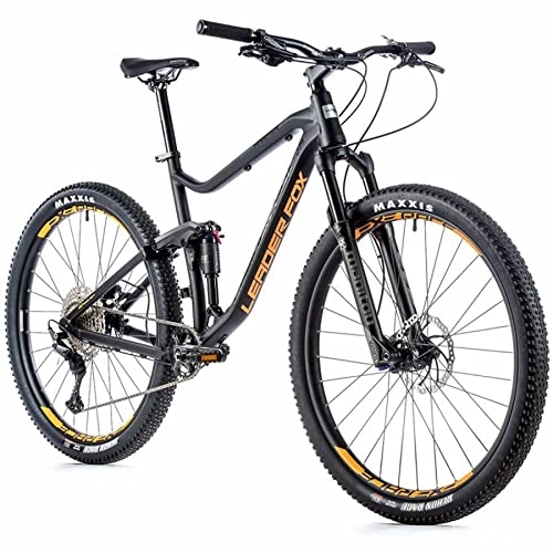 Mountainbike : Mountainbike 29 Leader Fox Harper 2021 Vollgefedert, Schwarz Mat-Orange 11 V Rahmen 21, 5 Zoll (55 cm – XL – für Erwachsene von 185 cm bis größer)