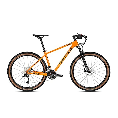 Mountainbike : Mountainbike, 30 Gang Carbonfaser Mountainbike, 2.25 Extra Breite Reifen, Alu-Drahtgesteuerte Pneumatische Vorderradgabel，27.5 / 29 Zoll MTB Für Erwachsene Orange-29x17inch