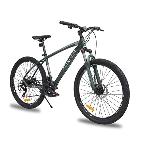 Mountainbike : Mountainbike Fahrrad 27, 5 Zoll Aluminiumrahmen Scheibenbremse Shimano 21 Gang-Schaltung Hardtail Federgabel MTB Für Damen & Herren(Army Green) (Grün) (Grün)