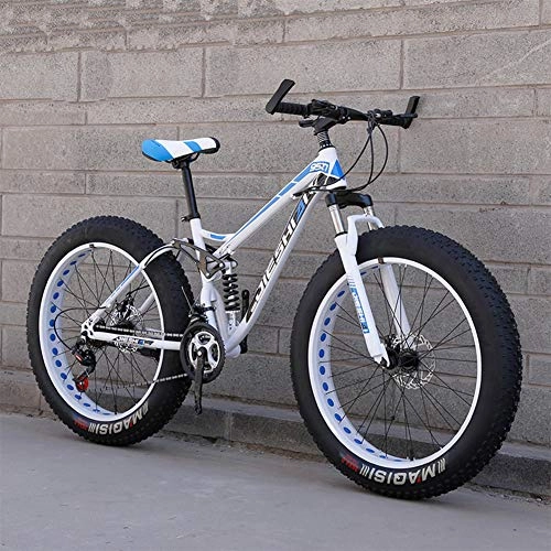 Mountainbike : Mountainbike Fahrrad Fat Tire, RNNTK Erwachsene Sportfahrrad Doppelte Aufhängung Eine Vielzahl Von Farben Doppelscheibenbremsen Fette Reifen.Bike E -21 Geschwindigkeit -24 Zoll
