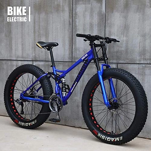 Mountainbike : Mountainbike, Fat Wheel Bike / Fat Bike / Fat Tire Mountain Bike, Beach Cruiser Fat Tire Bike Snow Bike Fat Big Reifen Fahrrad 21 Gang Fat Bikes für Erwachsene, Blau, 66 cm