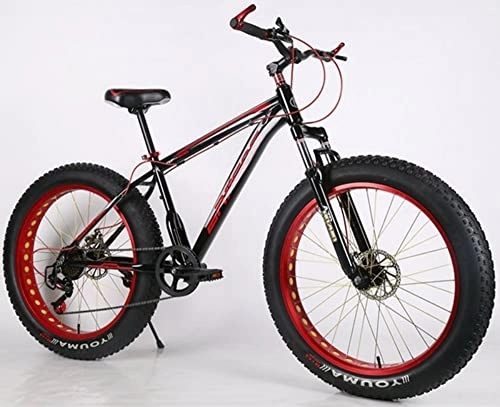 Mountainbike : Mountainbike für Damen und Herren, 66 cm (26 Zoll), mit Aluminiumrahmen, für Erwachsene, Mountainbike, doppelte Scheibenbremse (schwarz-rot)