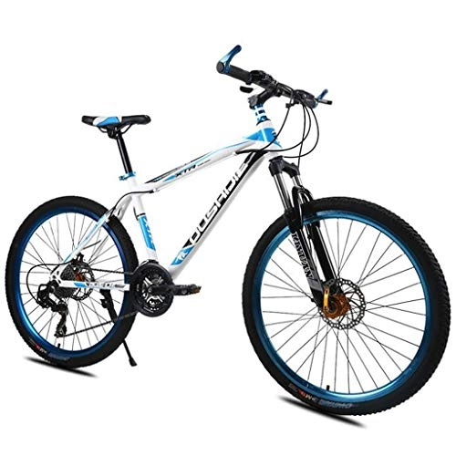 Mountainbike : Mountainbike Mountain Bike MTB Mountainbikes Unisex 26 ‚‘ Carbon Stahlrahmen 21 / 24 / 27 Geschwindigkeit Scheibenbremse Doppelaufhebung Mountainbike Mountain Bike MTB ( Color : Blue , Size : 21speed )