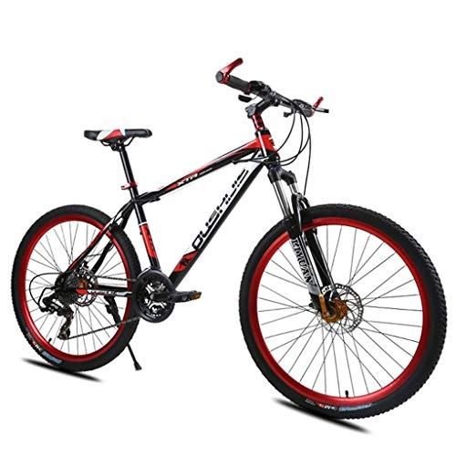 Mountainbike : Mountainbike Mountain Bike MTB Mountainbikes Unisex 26 ‚‘ Carbon Stahlrahmen 21 / 24 / 27 Geschwindigkeit Scheibenbremse Doppelaufhebung Mountainbike Mountain Bike MTB ( Color : Red , Size : 24speed )