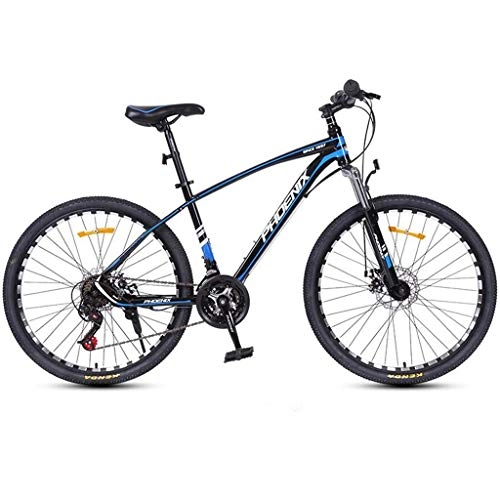 Mountainbike : Mountainbike, Mountainbike / Fahrräder, Carbon-Stahlrahmen, Vorderradaufhängung und Dual Disc Brake, 26inch / 27inch Räder, 24-Gang (Color : Black+Blue, Size : 26inch)