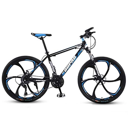 Mountainbike : Mountainbike, Mountainbike / Fahrräder, Vorderradaufhängung und Dual Disc Brake, 26inch Räder, Carbon-Stahlrahmen, 21-Gang, 24-Gang, 27-Gang (Color : Black+Blue, Size : 21-Speed)