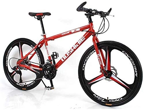 Mountainbike : Mountainbike, Mountainbike, Unisex Mountainbike 21 / 24 / 27 / 30 Geschwindigkeit High-Carbon Stahlrahmen 26 Zoll 3-Speichen-Räder Fahrraddoppelscheibenbremse for Studenten ( Color : Red , Size : 24 Speed )