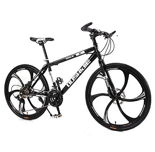 Mountainbike : Mountainbike, Scheibenbremse 21-Fach verstellbares Rennrad 26 Zoll Carbon Stahlrahmen Integriertes Fahrrad, White