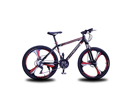 Mountainbike : Mountainbike Unisex-Federung Mountainbike, 24-Zoll-3-Speichen-Räder mit hohem Kohlenstoffstahlrahmen, 21 / 24 / 27 Geschwindigkeit u200b u200bDoppelscheibenbremse Commuter City, Rot, 21 Gesc
