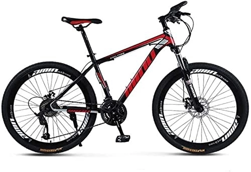 Mountainbike : Mountainbike Unisex Hardtail Mountainbike MTB-Bike aus kohlenstoffhaltigem Stahlrahmen 26-Zoll-Mountainbike 21 / 24 / 27 / 30 Geschwindigkeiten mit Scheibenbremsen und Federgabel, BlackRed, 21-Gan