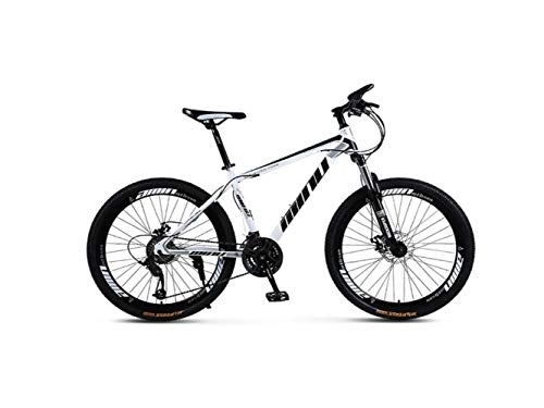 Mountainbike : Mountainbike Unisex Hardtail Mountainbike MTB-Bike aus kohlenstoffhaltigem Stahlrahmen mit 26-Zoll-Mountainbike 21 / 24 / 27 / 30 Geschwindigkeiten mit Scheibenbremsen und Federgabel, weiß, 27-fac