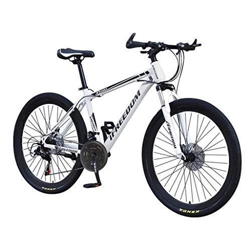 Mountainbike : Mountainbikes 26 Zoll Fahrrad mit Gabelfederung & Beleuchtung 21-Gang Shimano Scheibenbremsen Hardtail MTB, Trekkingrad Herren Bike Mädchen-Fahrrad, Vollfederung Mountain Bike (Weiß)