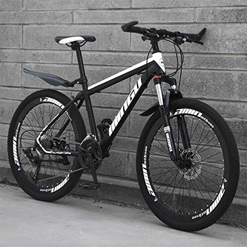 Mountainbike : Mountainbikes Cityrder Mountain Folding Bicycle High Carbon Steel Double Shock Absorber Bicycle 26 Inch (Color : WhiteSize : 24 Speed)-21_Speed_Black_White