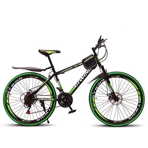 Mountainbike : MTB - 26 Zoll Kohlenstoffstahl Mountainbike, Scheibenbremse, 21 Gang-Schaltung, Vollfederung, Grün