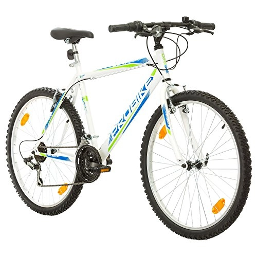 Mountainbike : Multibrand PROBIKE 26 Zoll Mountainbike Shimano 18 Gang, Herren-Fahrrad & Jungen-Fahrrad, geeignet ab 165-183 cm (Weiß)