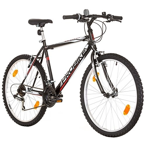 Mountainbike : Multibrand PROBIKE 26 Zoll Mountainbike Shimano 18 Gang, Herren-Fahrrad & Jungen-Fahrrad, Schutzbleche, geeignet ab 165-183 cm (Schwarz)