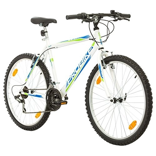 Mountainbike : Multibrand PROBIKE 26 Zoll Mountainbike Shimano 18 Gang, Herren-Fahrrad & Jungen-Fahrrad, Schutzbleche, geeignet ab 165-183 cm (Weiß)