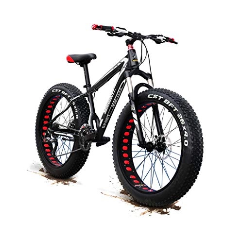 Mountainbike : MYSZCWCF 26 Zoll Mountainbike aus Aluminiumlegierung 21-Gang Scheibenbremsen Vollständig aufgehängt 4.0 Fat Wheel Fahrrad (Color : Red)