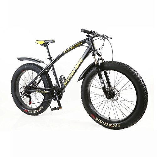 Mountainbike : MYTNN Fatbike 26 Zoll 21 Gang Shimano Fat Tyre 2020 Mountainbike 47 cm RH Snow Bike Fat Bike (Schwarze Rahmen / Schwarze Felgen)