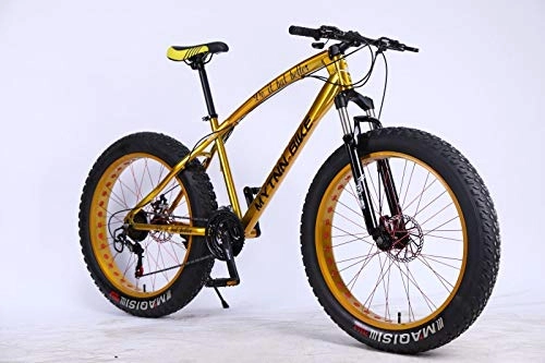 Mountainbike : MYTNN Fatbike 26 Zoll 21 Gang Shimano Fat Tyre Mountainbike Gold 47 cm RH Snow Bike Fat Bike (Gold / Gold)
