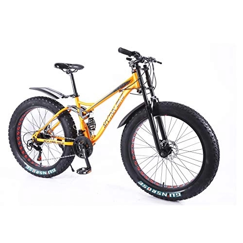 Mountainbike : MYTNN Fatbike 26 Zoll 21 Gang Shimano Style 5 2020 Fat Tyre Mountainbike 47 cm RH Snow Bike Fat Bike (Orange)