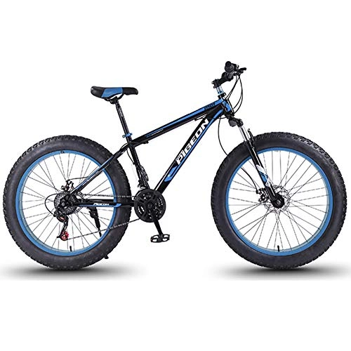 Mountainbike : NENGGE 24 Gang-Schaltung Mountainbike, Erwachsenen 27.5 Zoll Fette Reifen Fahrrad, Rahmen aus Kohlenstoffstahl, Fahrrad mit Scheibenbremsen, Blau