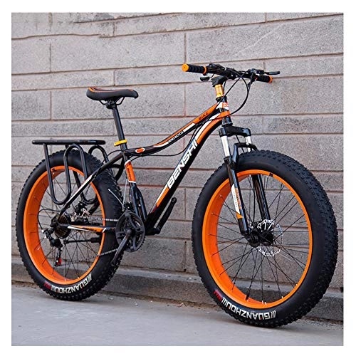 Mountainbike : NENGGE Erwachsenen Mountainbike, Jugend Damen Hardtail MTB, Rahmen aus Kohlenstoffstahl, Großer Reifen Fahrrad mit Scheibenbremsen, Orange a, 26 Inch 27 Speed