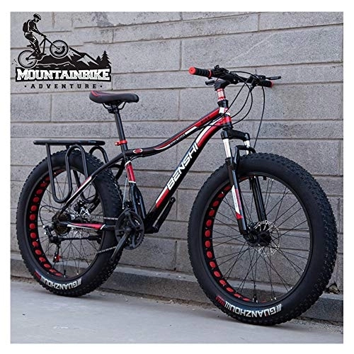 Mountainbike : NENGGE Hardtail MTB mit Gabelfederung für Herren & Damen, Erwachsenen Zwei Scheibenbremsen Großer Reifen Mountainbike, Unisex Rahmen aus Kohlenstoffstahl Fahrräder, Black 2, 24 Inch 21 Speed