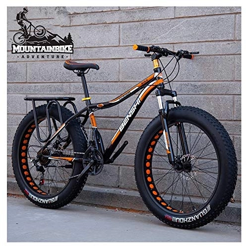 Mountainbike : NENGGE Hardtail MTB mit Gabelfederung für Herren & Damen, Erwachsenen Zwei Scheibenbremsen Großer Reifen Mountainbike, Unisex Rahmen aus Kohlenstoffstahl Fahrräder, Orange 2, 26 Inch 27 Speed