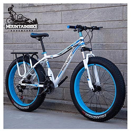 Mountainbike : NENGGE Hardtail MTB mit Gabelfederung für Herren & Damen, Erwachsenen Zwei Scheibenbremsen Großer Reifen Mountainbike, Unisex Rahmen aus Kohlenstoffstahl Fahrräder, Weiß, 26 Inch 21 Speed