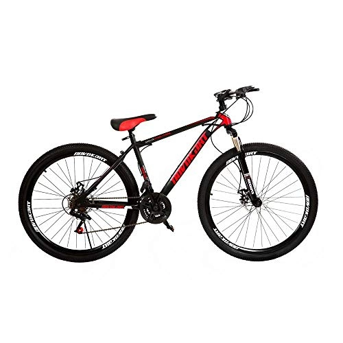 Mountainbike : NOVOKART Country Mountain Bike 27.5 Zoll, Erwachsene MTB, Hardtail-Fahrrad mit verstellbarem Sitz, Verdickter Kohlenstoffstahlrahmen, Schwarz&Rot, Speichenrad, 21-stufige Schicht