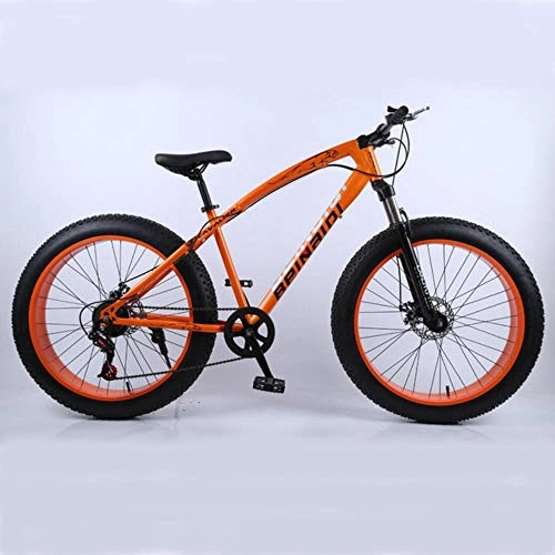 Mountainbike : Pakopjxnx 4.0 Bike 24 and 26inch Mountain Bike 7 Speed Snow Bicycle Shock Absorbing, Orange, 26inch