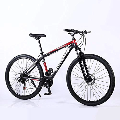 Mountainbike : Pakopjxnx Double disc Brake Mountain Bike Aluminum Alloy Frame Adult Student, 21speed Black red