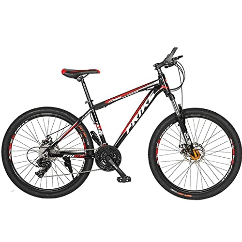 Mountainbike : PBTRM ​​Fahrrad MTB Bike 26 Zoll 27 Speed Mountainbike Für Herren Und Damen, Aluminiumlegierungsrahmen, Scheibenbremse, Abschließbare Stoßdämpfer-Vorderradgabel, Black red