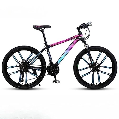 Mountainbike : PRUJOY 26-Zoll-Outdoor-Mountainbike-Cross-Country-Fahrrad mit Variabler Geschwindigkeit und stoßdämpfendem Rahmen aus Kohlenstoffstahl, tragend 120 kg (Purple 24 speeds)