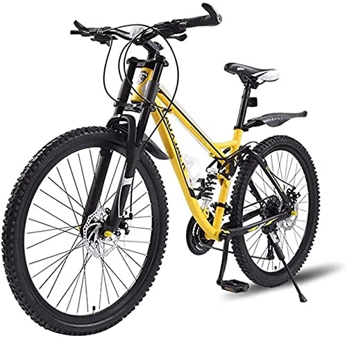 Mountainbike : Qianglin 26-Zoll-Mountainbike mit Vollfederung, Offroad-Rennräder für Erwachsene für Damen / Herren, Federgabel, Scheibenbremse, 27-33 optional, City-Pendlerfahrrad, Gelb