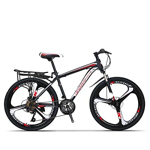 Mountainbike : QJWY-Home 24-Gang 26-Zoll Fahrrad Unisex-Scheibenbremse Offroad dreipoliger Einrad Fahrrad -K Knife Wheel-Black and red 24 Speed 26 inches