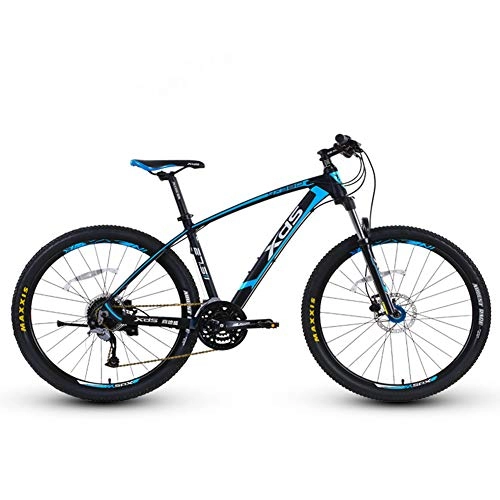Mountainbike : QMMD 27.5 Zoll MTB Alu Rahmen, 27 Gang-Schaltung Mountainbike, Damen / Herren Hardtail MTB, Fahrrad mit Scheibenbremsen, Erwachsenen Gabel-Federung Fahrräder, 27.5 inch Blue, 27 Speed