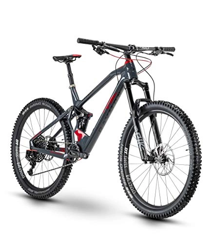 Mountainbike : RAYMON Fullray 10.0 27.5'' Carbon MTB Fahrrad grau / rot 2021: Größe: 50 cm