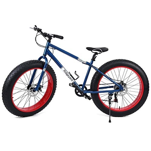 Mountainbike : Ridgeyard 26 Zoll 7-Geschwindigkeit Mountainbike Fettbike Fat Bike Strand Fahrrad Fat Tire Shimano (Navy Blue)