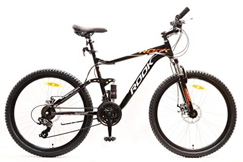 Mountainbike : Rook Mountainbike 26 Zoll, vollgefedert, Aluminiumrahmen, 21 Gänge, Shimano-Ausrüstung, doppelte Scheibenbremsen