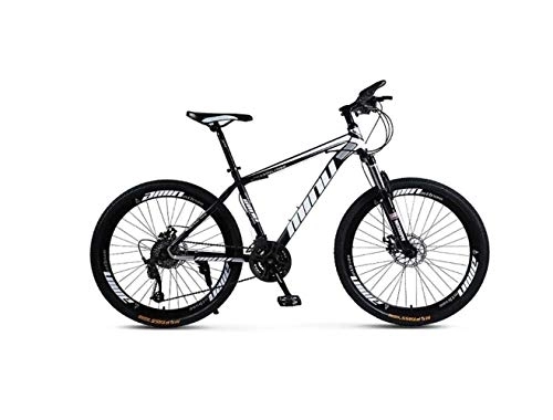 Mountainbike : SEESEE.U Mountainbike Unisex Hardtail Mountainbike MTB-Bike aus kohlenstoffhaltigem Stahlrahmen mit 26-Zoll-Mountainbike 21 / 24 / 27 / 30 Geschwindigkeiten mit Scheibenbremsen und Federgabel, schwarz, 24-