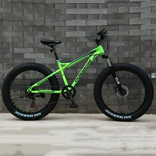 Mountainbike : Snow Mountain Bike, 4, 0 Thick Übergroße Reifen Fahrrad-Doppelstoßdämpfung Breitreifen Mountainbike (Color : Green, Size : 24inch)