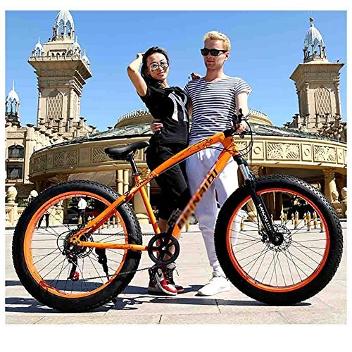 Mountainbike : SOAR 26 Zoll Mountainbike Fahrrad Mountainbike MTB Erwachsener Strand Snowmobile Fahrräder for Männer und Frauen 24IN Räder Adjustable Speed-Doppelscheibenbremse (Color : Orange, Size : 27 Speed)
