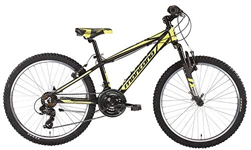 Mountainbike : Spidy Mountainbike aus Aluminium, 24 Zoll, für Jungen von 9 / 12 Jahren, empfohlene Höhe 135 bis 155 cm, 21 Gänge, Farbe: schwarz-gelb matt